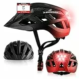 Dunlop Sports Fahrradhelm mit Licht - Sofort gesehen Werden - Ultraleichter Spezial Damen Herren Kinder Fahrrad Helm Visier und Rücklicht für hohe Sicherheit - Urban (Schwarz/Rot, S (52-56 cm))