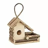 Relaxdays Vogelhaus zum Aufhängen, klassisches Vogelhäuschen aus Holz, handgemachte Vogelvilla zur Dekoration, natur