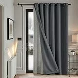 TOPICK Thermovorhang Kälteschutz Gardinen Wohnzimmer blickdicht mit Ösen Türvorhang Verdunklungsvorhänge Schlafzimmer Curtains H260xB200 cm doppelten Vorhänge mit abnehmbare Schicht Dunkelgrau 1 Stück