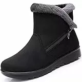 Hsyooes Winterschuhe Damen Winterstiefel Schneestiefel Warm Gefüttert Stiefeletten Bequem Schuhe,Schwarz,Sohlengröße 240/EU37