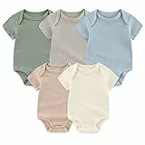 Chamie Newborn Baby Bodysuit Kurzarm für Baby Jungen und Mädchen 0-12M, 5er Pack