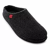 Andrés Machado - Hausschuhe für für Herren für Sommer – Unisex Slipper für drinnen und draußen - AM001 – Schlappen aus Filz mit rutschfester Gummisohle – Schwarz, EU 46
