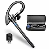 Headset mit Mikrofon USB Bluetooth 6.1 Kabellos In Ear Kopfhörer Zwei-Geräte-Verbindung 1,5 Std Schnellladung LED Ladebox 180 Std Bereitschaftszeit Over Ear Ohrhörer für Autofahren/Business/Büro