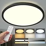 Aisutha LED Deckenleuchte, 24W 2800LM Deckenlampe LED Deckenleuchte Flach Dimmbar mit Fernbedienung, 3000K-6500K, IP54 Ultra Dünn Schlafzimmer Lampe für Wohnzimmer Kinderzimmer Küche Badezimmer