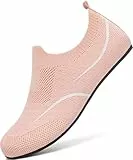 BARFULKER Hausschuhe Damen Leichte Flache Hüttenschuhe Herren Rutschfest Bequem pantoffeln Home Cozy Slippers Flexibel Barfußschuhe,Rosa 36 EU