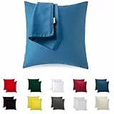 Kissenbezug 35x35 Baumwolle Premium Satin 2er Set Kissenhülle Deko für Kissen Sofa/Bett Stoff Superweicher Resistent Hypoallergen Anti-Milben Kopfkissenbezug mit Verdecktem Zip Voll Waschbar