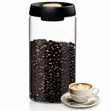 Adiwo Kaffeedose Luftdicht Glas, 1.8L Kaffeebhnen Behälter, Vorratsdose mit Vakuumdeckel und Aromaverschluss, Feuchtigkeits Aufbewahrungsdose für Kaffee, Tee, Zucker, Müsli, Nüsse, Kakao