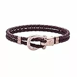PAUL HEWITT Schäkel Armband Damen PHINITY - Leder Armband Frauen (Dark Mauve), Armband Damen mit Schäkel Verschluss aus IP-Edelstahl (Rosegold)