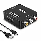 Amtake RCA auf HDMI Konverter, 1080P RCA Composite CVBS AV zu HDMI Video Audio Konverter Adapter für PS1/PS2/Wii/Xbox/SNES/VHS/VCR/DVD, Unterstützt PAL/NTSC mit USB-Netzkabel