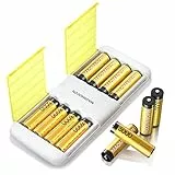 8 stück Lithium AA Akku mit Ladegerät, wiederaufladbare AA Batterien, 3000mWh hohe Kapazität Mignon AA Batterien, 1.5V Lithium AA Batterien und Akku Ladegerät mit Ladung-Aufbewahrung Funktion