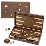 Backgammon Set für Erwachsene Großes 40cm Spielbrett aus Holz Kompakt klappbar & perfekt für Reise Inkl Würfel Klassisches Brettspiel für Zuhause