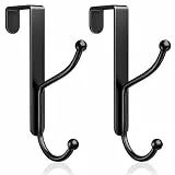 niffgaff Türhaken 2er-Set, stabiler Türgarderobe, passend für Innentüren bis 3,7 cm Dicke, zur Aufbewahrung von Jacken, Hüten, Handtüchern und Taschen für Flur, Bad, Schlafzimmer und Küche, Schwarz