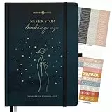 Lebenskompass Terminplaner Undatiert A5 ”STARGAZING” - Schöner Hardcover Kalender ohne Datum - Terminkalender mit Stifthalter, Froschtasche + Extras