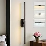 Actask Wandleuchte LED Wandleuchtung 360° einstellbare Beleuchtung 60CM 3CCT 10W 750Lumen Wasserdicht IP44 Quadratische Moderne Badleuchte Bilderlampe für Badezimmer Wohnzimmer Esszimmer - Schwarz