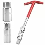 HIAHXC Zündkerzenschlüssel Set,Zündkerzen Nuss 16mm 21mm,Universal Zündkerzenschlüssel Satz für Auto, Motorrad, Rasenmäher & Kleingeräte,Zündkerzen-Steckschlüsselsatz T-Schlüssel