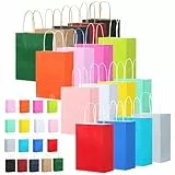 rokrist 17stk Bunt Papiertüten mit Henkel, Geschenktüten 21x15x8cm, Kraftpapiertüte für Weihnachten, Einkaufen, Geburtstag, Hochzeiten, Verpackungen, Partys