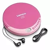 Lenco CD-011PK - Tragbarer CD-Spieler mit Akkuladefunktion - LCD-Bildschirm - Diskman - CD-Walkman - mit Kopfhörern und Micro-USB-Ladekabel - Pink