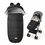 bemece Fußsack Kinderwagen Winter, Universal Fußsack Buggy mit Warmem & Bequemen Kristallvelours, Universal & Abnehmbar, Fusssack Kinderwagen Baby Winter für Buggys Kinderwagen - Schwarz
