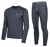Little Donkey Andy Thermounterwäsche Herren Atmungsaktiv Lange Funktionswäsche Skiunterwäsche Weich Thermobekleidung Flexibel Set Workout Skifahren Laufen Wandern Sport Schwarz M