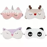 4 Schlafmaske Kinder, 3D Augenmaske Kinder Ultraweich Schlafmaske, Atmungsaktiv Schlafbrillen für Kinder Mädchen Frauen Erwachsene