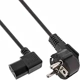 InLine 16752B Netzkabel, Schutzkontakt gewinkelt auf Kaltgerätestecker C13 rechts abgewinkelt, 0,5m, schwarz