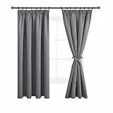 DWCN Gardinen Blickdicht Vorhänge mit Kräuselband 2er Set H175 x B140 cm, Verdunklungsvorhänge mit Vorhang-Krawatten, Vorhänge Wohnzimmer Schlafzimmer Thermogardine Kälteschutz Wämreisolierende, Grau