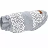 Hunter Hundepullover BIRKA, Warmer Strickpullover für Hunde, weiches Chenille-Garn, mit Rollkragen & Norwegermuster, maschinenwaschbar bei 30°C, Farbe: graublau, Größe: 50