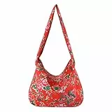 ZYMIADOU Umhängetasche für Damen, Motiv: Nordostblumen, große Kapazität, personalisierbar, modische Kuriertasche, Kuriertasche, Kuriertasche, Nordostblumen-Schulter, rot, One Size