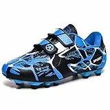 Fußballschuhe Kinder Fussballschuhe Jungen Mädchen Outdoor Athletic Kunstrasen Trainingsschuhe Atmungsaktiv Low Top Spikes rutschfest Football Shoes Blau 29EU