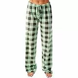 HSUAYEUD Baggy Hosen Damen Women's Casual Pyjama Bottoms with Pockets and Drawstring Fitness Trousers Checked Pyjama Bottoms Soft Pyjama Bottoms Wide Leg Trousers Long Straight House Trousers L