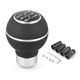 Juttzzei Schaltknauf 5 Gang, Universal Schaltknüppel, Verbessert Leder Auto Schalthebel mit 4 Adaptern 8mm 10mm 11mm 12mm für Manueller Autos mit 5 Gang Schaltgetriebe - Silber