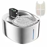 Katzenbrunnen Kabellos mit Bewegungsmelder, 4L Trinkbrunnen für Katze & Edelstahl Hunde mit Batteriebetrieb Akku 4000 mAh, Ultra-Leise Wasserbrunnen für Katzen-FS10pro (Schwarz, 1 Filter)