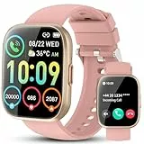 Smartwatch Damen Herren, 1,85' Touchscreen Smart Watch mit Telefonieren, 112 Sportmodi Fitnessuhren mit Herzfrequenzmonitor/Schlafmonitor/Schrittzähler, IP68 Wasserdichte Sportuhren für Android Rosa