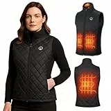 KEMIMOTO Beheizbare Weste Damen mit APP Funktion, Beheizte Weste mit 10000 mAh Akku, Heizweste mit 3 Heizstufen, Wärmeweste mit 4 Heizzonen für Outdoor, Motorrad, Wandern, Camping