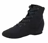 missfiona Jazz Tanzschuhe Damen Jazzschuh Tanzstiefel Segeltuch Ballsaal Tanz Flach(39 EU, Schwarz)