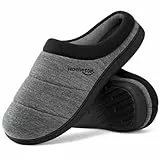 HomeTop Herren Stepppantoffeln Gemütlich Weich Atmungsaktiv Memory Schaumstoff Hausschuhe mit Anti-Rutsch-Gummi-Sohle Dunkelgrau,42-43 EU