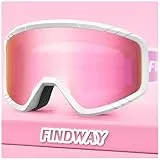 Findway Skibrille, Snowboard Brille für Brillenträger Herren Damen Erwachsene Jugendliche, OTG, UV-Schutz Kompatibler Helm, Anti Fog Erwachsene Ski Goggles für Skifahren/Skaten/Schneemobil