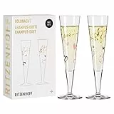 RITZENHOFF 6031004 Champagnerglas 200 ml - Serie Goldnacht Duett 2023, 2x Designerstück mit Echt-Gold - Made in Germany
