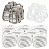 6001 Filter für Atemschutzmaske, für 3M Filter mit 80 Stück Filterpatronen + 4 Filter und 4 Abdeckkappen, Organic Vapor 6001 Patronen Chemischer Farbfilter Kompatibel mit 6200, 6800, 6502 usw.