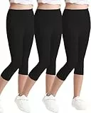 Domee Mädchen 3/4 Leggings Caprihose Sommer Baumwolle Sport 3er-Pack Schwarz 140-146 (Herstellergröße 150)