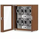 Olvy Uhrenbeweger für 4 Uhren, Watchwinder Box, Extrem Leiser Mabuchi Motor, Flexiblem Uhrenkissen, Watch Winder