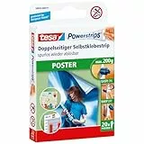 tesa Powerstrips POSTER - Doppelseitige Klebestreifen für Poster und Plakate - Selbstklebend und spurlos wieder ablösbar - Bis zu 200 g Halteleistung - 20 Stück
