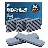 shinfly 24 Stück Teflongleiter Selbstklebend, Möbelgleiter Teflon - 70 x 19 mm (eckig), Stuhlgleiter Teflon - für Glatte Böden und Teppiche