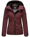 MARIKOO Damen Frühjahr Übergangs Jacke leicht gefüttert Kapuze kurz B862 [B862-Brombeer-Weinrot-Gr.L]
