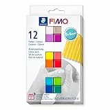 STAEDTLER ofenhärtende Modelliermasse FIMO soft brilliant colours, weich und geschmeidig, speziell für Einsteiger und Hobbykünstler, 12 Halbblöcke á 25g in sortierten Farben, 8023 C12-2