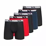 PUMA Herren 5er-Pack Performance-Boxershorts Retroshorts, Marineblau/Rot/Schwarz, Small