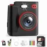 MYSTILUCK Sofortbildkamera Kinder, 1080P HD Kinderkamera Sofortbildkamera mit 32GB Karte & DruckerPapier, Kinderspielzeug Geburtstag und Weihnachten Geschenke für Jungen/Mädchen 3-12 Jahren (Schwarz)