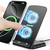 TECKNET Wireless Charger Stand, 15W Qi-Zertifiziert Induktive Ladestation, Schnelles Kabelloses Ladegerät für iPhone 17 16 15 14 13 12&Pro Max, Samsung Galaxy S25 S24, Google, LG, Xiaomi, Huawei