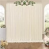 3×3 m Elfenbein Hochzeit Hintergrund Vorhang, 2 Platten 1,5×3 m Faltenfreie seidige Glatte Polyester Fotowand Hintergrund Vorhänge für Geburtstag Party Babydusche Fotografie Kulissen Home Deko