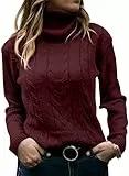 GeGekoko Pullover Damen Rollkragenshirt Cable Knit Elegant Langarm Tops Lose Grobstrick Casual Weich Jumper Sweater